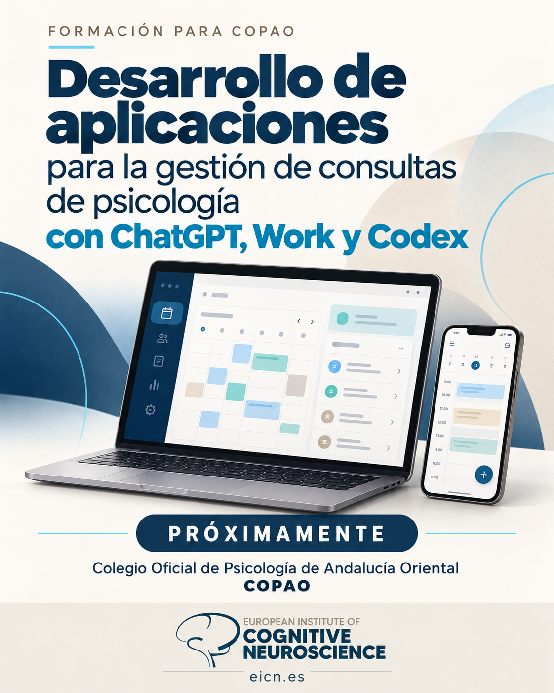 Cartel de la próxima formación para COPAO sobre desarrollo de aplicaciones con ChatGPT, Work y Codex